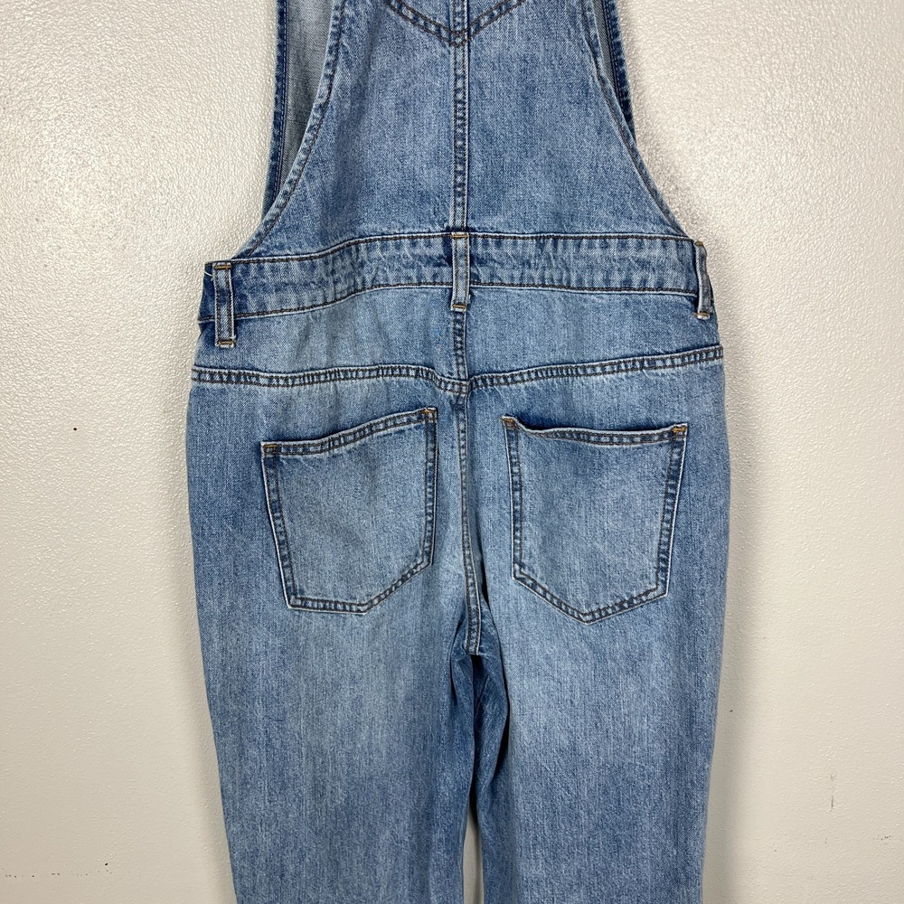 We The Free People Overalls Womens 29 Blue Flare Leg Mid Rise Denim Classic Bibs - Picture 11 of 14